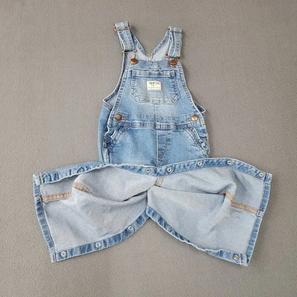 Vintage OshKosh B'gosh Vestbak Bib Overalls Blue Denim Snap Buttons Size 18M - Picture 3 of 10